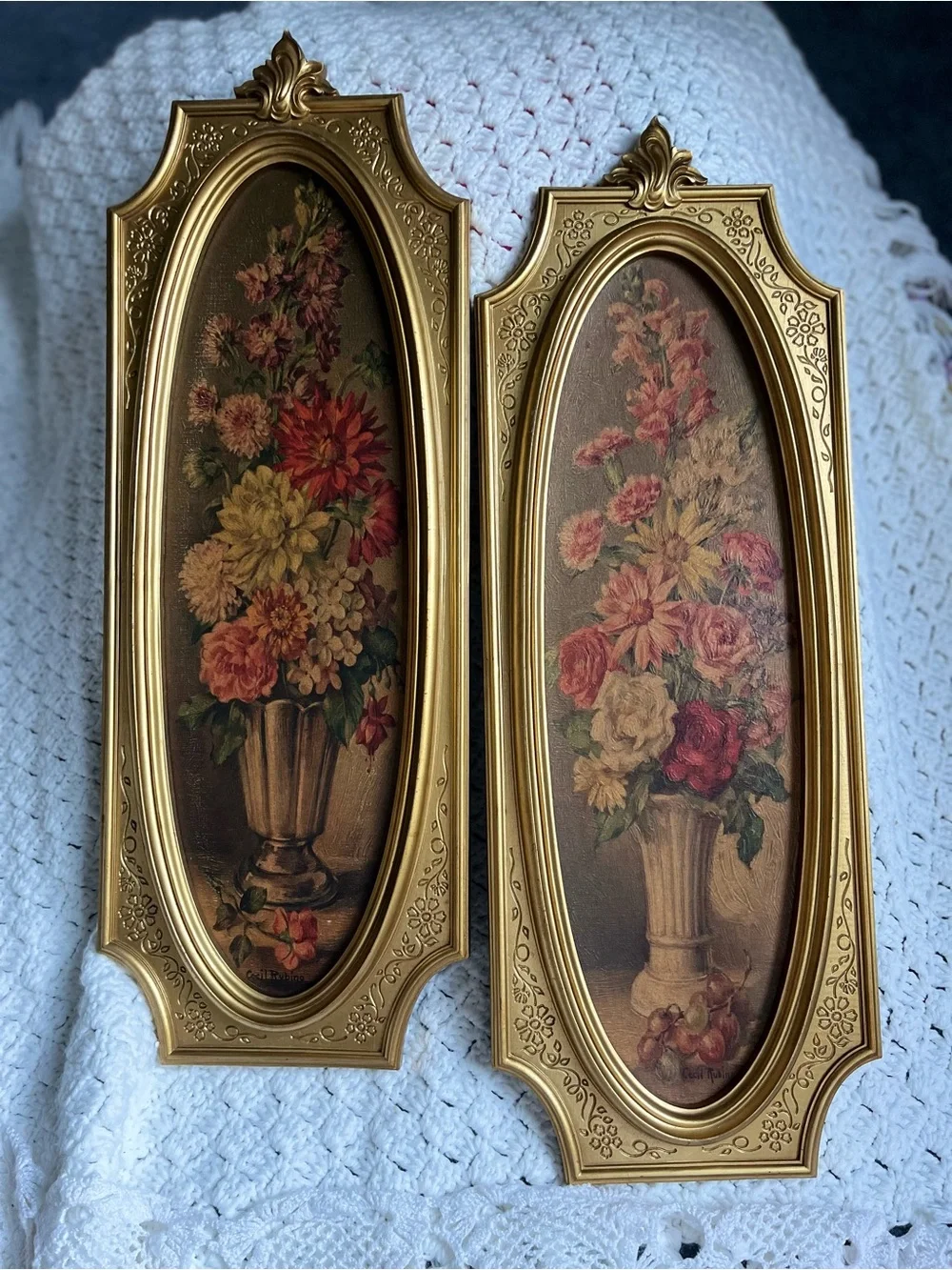 Syrocco 1960's decorative floral panels - Set of 2